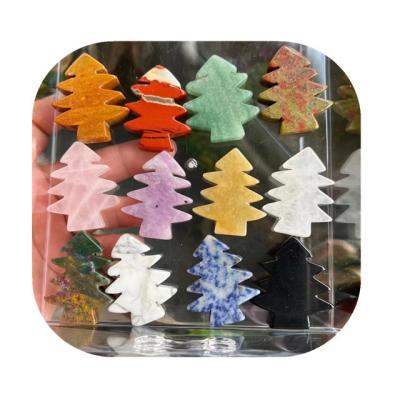 China Europe Hot selling 40mm carved crystal crafts natural mixed quartz crystals tree figurines for Christmas gift for sale