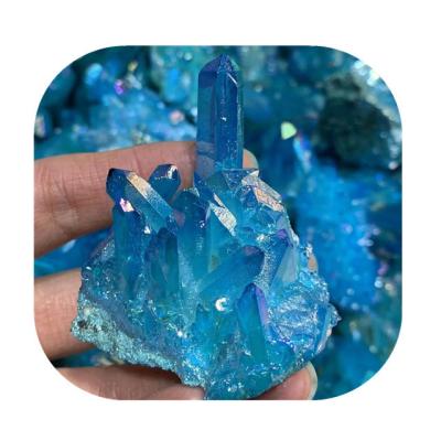 China Europe Crystal crafts healing gemstone Bule aqua aura clear quartz crystals cluster for wholesale for sale