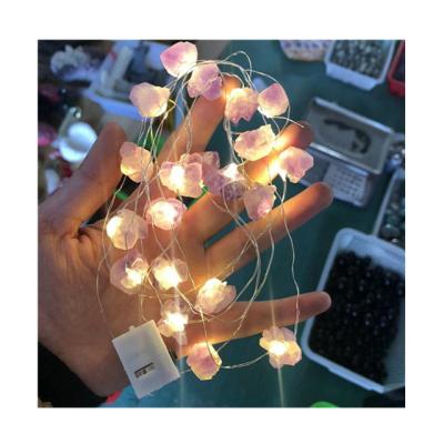 China Europe natural rough rose quartz mini lamp string lights amethyst Christmas tree decoration lights home decoration for sale