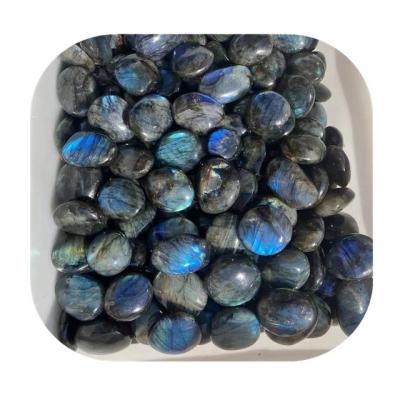 China Africa Wholesale spiritual products healing crystals massage gemstone natural blue flash labradorite palm stones for sale