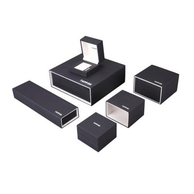 China Fashionable Black Leather Ring Necklace Bracelet Jewelry Box Packaging for sale