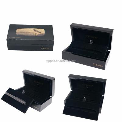 China New Arrival Materials Black Finish Water Proof 4C CMYK Recycled Glossy Lacquer Wooden Package Wood Pen Logo Packaging Box High Gloss Lacquer Box for sale