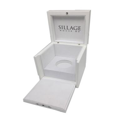 China Gift & High Quality White Wooden Craft Coin Display Packaging Coin Velvet Box One for sale