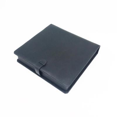 China Leather Hand Made Black Drawer PU Jewelry Storage Box Paper Gift for sale