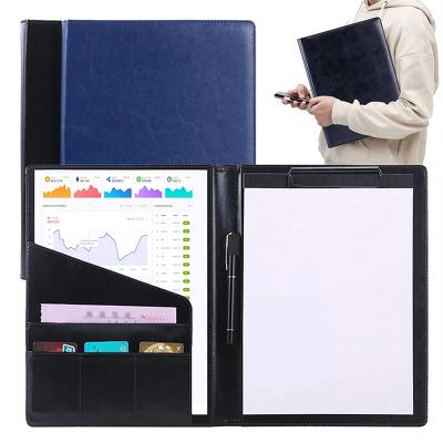 China Portable A4 Document Folder Organizer Business Storage PU Briefcase Folder Pocket Holder Write Protective Clipboard School Supplies for sale