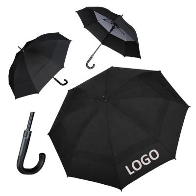 China Double Layer Minimalist Automatic Straight Canopy Umbrella Fashion Strong Black Windproof Umbrella For Custom Logo for sale