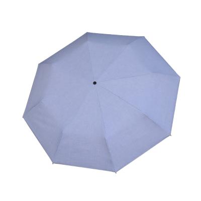 China New Design Minimalist Light Blue Denim Umbrella Automatic Opening And Closing Custom Logo Printing 3 Folding Umbrella for sale