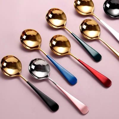 China Sustainable Hot Selling Stainless Steel Desert Spoons With Color Handle Cutlery for sale