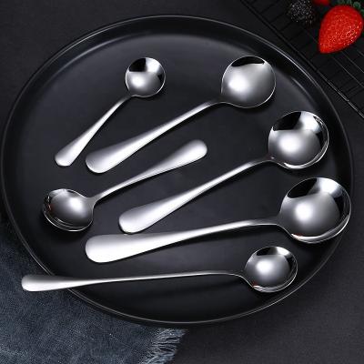 China Viable Hot Selling Stainless Steel Tablespoons Set Of 5 Large Round Soup Spoons Stainless Steel Dinner Spoon for sale