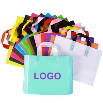 China Reusable Shopping Carry Bag With Own Logo PE Poly Plastic Disposable Custom Cheap Plastic Handle Shopping Bag for sale