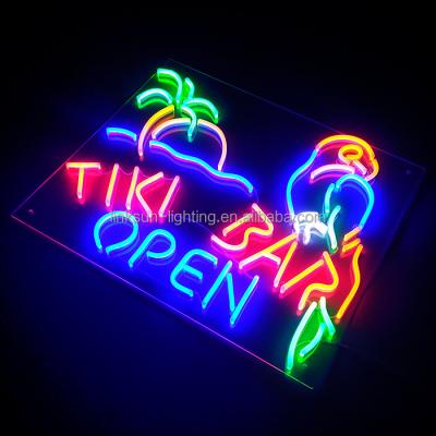 China Indoor Outdoor Cheap Price TIKI Bar LED Open Neon Signs for sale