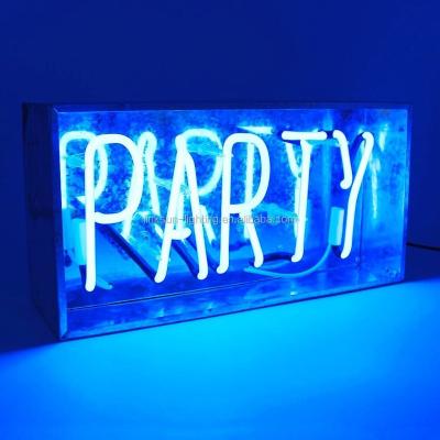 China Home /glass and metal tube frame bar/metal box neon sign custom living room neon sign for sale