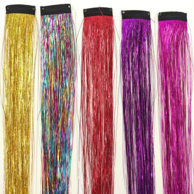 China Blue Hair Tinsel Clip In Pink Silky Straight Synthetic Golden Purple Silver Hair Wave Extension for sale