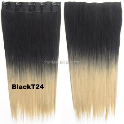 China Silky Straight Wave Hair Extension Two Tone Clip In Synthetic Hair for sale