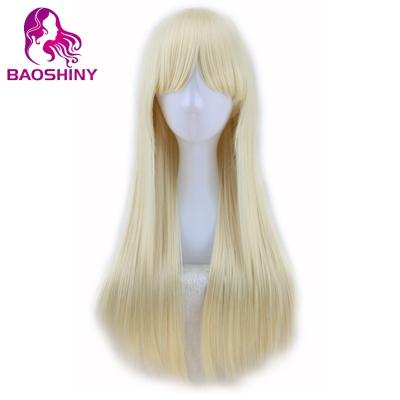 China Silky Straight Synthetic Hair Wig Heat Resistant Fiber Blonde Hair Wave Wigs for sale