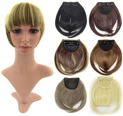 China Silky Straight Wave Short Front Neat Bangs Synthetic Hair Bang Bangs Clip In Hair Extensions With High Temperature Synthetic Fiber Brown Black for sale