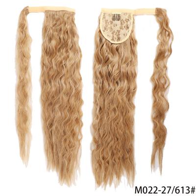 China Synthetic Ponytail 120grams Yaki Ponytail Wig 24inches Yaki Blonde Synthetic Curly Ponytail for sale