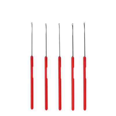 China Red plastic handle hook needle for hair nano rings silicone loop hook hair needle microrings pulling needle WILL-HT121016 for sale