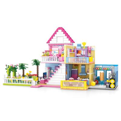 China Large Blocks For Safety Villa Building Block House Model Educational Assemble Diy Toys Building Toy Block Set Christmas Gift For Child for sale