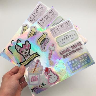 China A4 A5 Waterproof Hologram Sticker Waterproof Vinyl Foil Labels, Self Adhesive Paper Labels Printing Custom Kiss Cut Sticker Sheet for sale