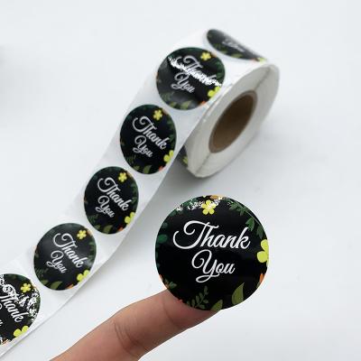 China Heat Sensitive Adhesive Floral Thank You Sealing Sticker Custom Printing Labels for sale