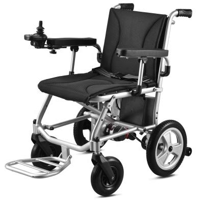 China 12 Inch Aluminum Alloy Frame Comfortable High Quality Solid Tire Foldable Power Electric Wheelchair for sale