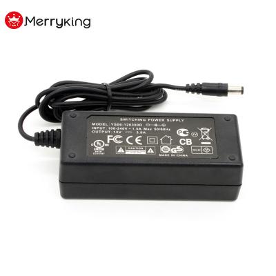 China ABS+PC DOE VI DC Wire 12V 3A Adapter Flame Retardant Material AC Switching Desktop DC Power Supply For LED System / CCTV for sale