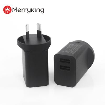 China ABS+PC Flame Retardant Material 5V 3A Dual USB Ports AU Plug Power Adapter Input 100 240v AC 50/60hz for sale