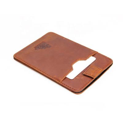 China Wholesale RFID Leather Credit Card Holder Slim Crazy Horse Design Credit Card OEM ID Card Holder for sale