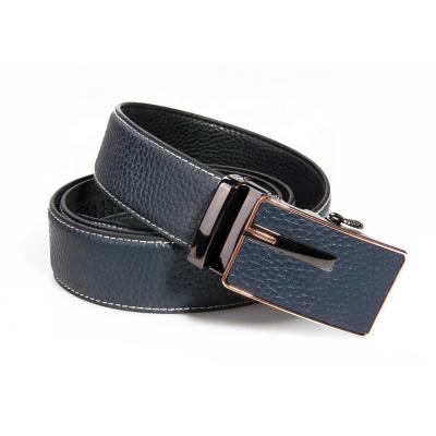 China Custom Cowhide Man Dress Belt Blue Genuine Leather Belts For Jeans for sale