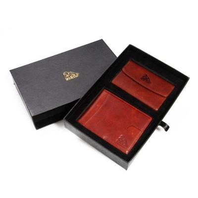 China Silver leather clip and metal card holder leather gift set hot sale leather silver clip and metal card holder leather gift set with paper box for sale