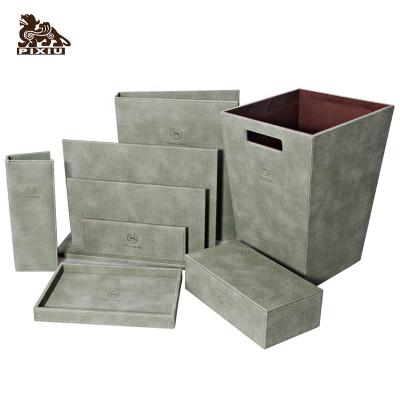 China Other Luxury Custom Leather Household Sundries Guangzhou PU Hotel Room Accessories Set Restaurant Hotel Supplies for sale