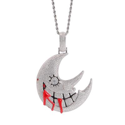 China Neutral Hop Hip Hop Moon Zircon Halloween Necklace Fashion Hitter Pendant Jewelry for sale