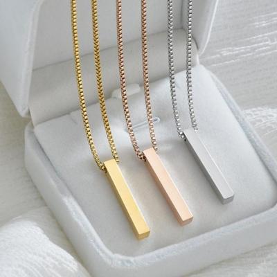 China 2022 Hot Selling Hiphop Personalized Couple White Bar Name Design Jewelry Stainless Steel Pendant Custom Necklace for sale