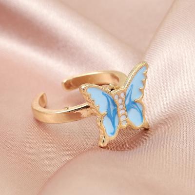 China Other 2022 Fashion Women Jewelry Gothic Rings Teens Ring Jewelry Accessories Rotatable Daisy Butterfly Design Bead Anxiety for sale