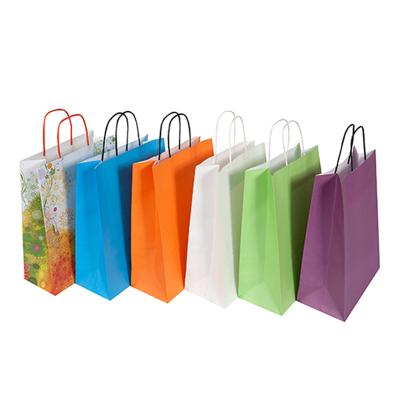 China Custom Logo Printed Brown Kraft Paper Recyclable Bags With Paper Handle Good Quality Kraft Paper Bag for sale