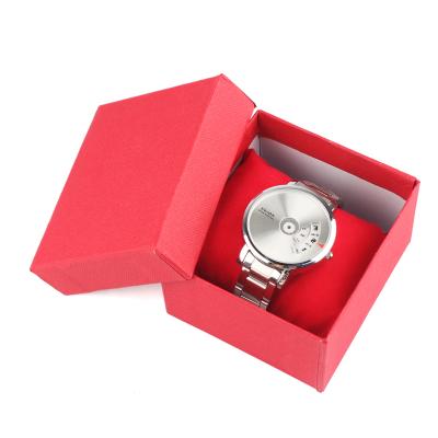 China Luxury Black Padded Paper Box Winder Paper Watch Box, Custom Logo Watch Winder Box with Velvet Insert for sale