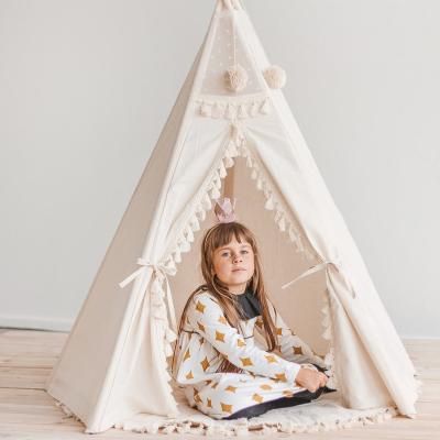 China Sports Play XIHA Kids Teepee Indoor Kids Play Toys Tent With Tassel Decor Outdoor Tents With Base Mat for sale