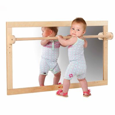 China Mordern Simple Kindergarten Early Stage XIHA Montessori Teaching Mirror Wooden Montessori Teaching Aids Dressing Mirror Baby Full-Length Mirror for sale