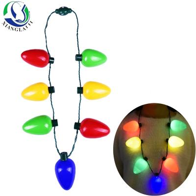 China Ps plastic Rave accessories Christmas decoration sale led bulb necklace jumbo light up bulb necklace for sale