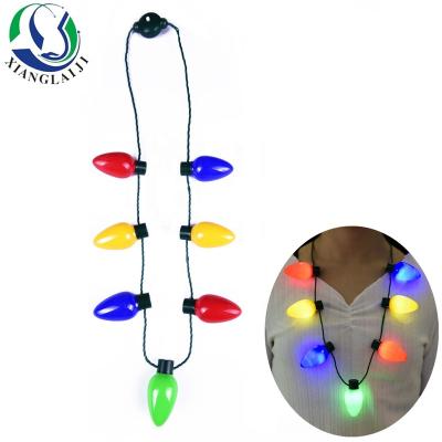 China Ps plastic Christmas decoration sale led necklace Christmas light up 9 led bulb necklace for sale