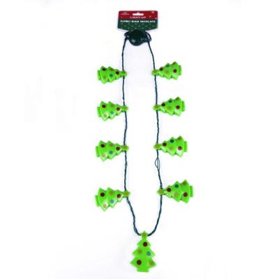 China Ps plastic 2022 hot Christmas party favor Wholesale Flashing Christmas light Tree LED string Necklace for sale