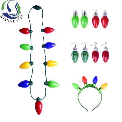 China Ps plastic Christmas Top Quality factory party supply flashing jumbo Led Big Light up led Bulb Necklace for sale