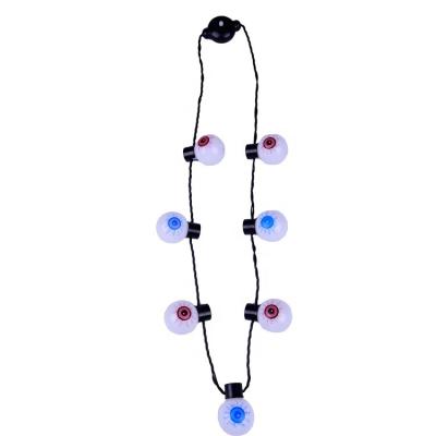 China Plastic Wholesale Odm Colorful Party Halloween Jewelry 7 Eyeballs Flashing Led Necklace for sale