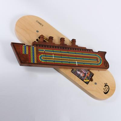 China Hot Selling OEM Wooden Turning Wooden Cribbage Board With Plastic Cribbage Pegs for sale