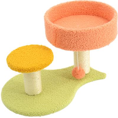 China OEM Popular High Quality Interactive Floral Cat Tree Sisal Flower Catcher Climber Climber Bed Scratching Post for sale