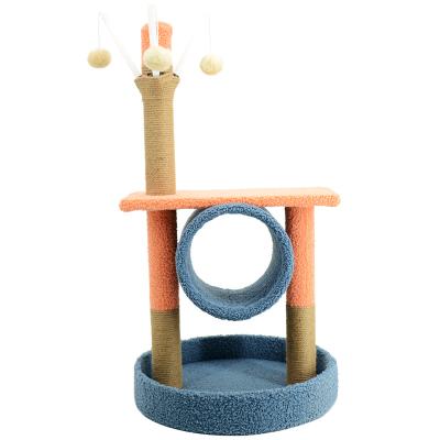 China Double-Layer Three-Bar Tunnel Cat Climbing Frame Frame Tree Hole Sustainable Cat House for sale