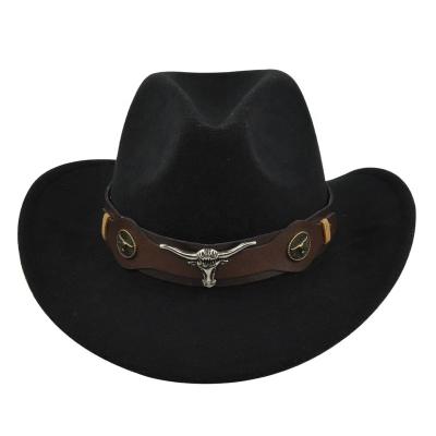 China Cowboy Cap Hat Unisex Cowboy Hats For Men Simple Western Felt Adult White Red Black Casual Wholesale for sale