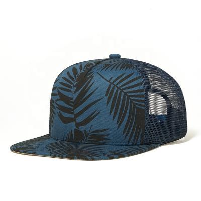 China Wholesale COMMON Summer Print Trucker Hat Women Tropical Mesh Fitted Flat Bill Hip Men Hop Hop Baseball Snapback Hat for sale