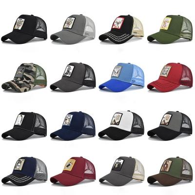 China Wholesale JOINT Mesh Trucker Hat Mens 5 Panel Curved Brim Farm Animal Embroidery Baseball Snapback Hat for sale